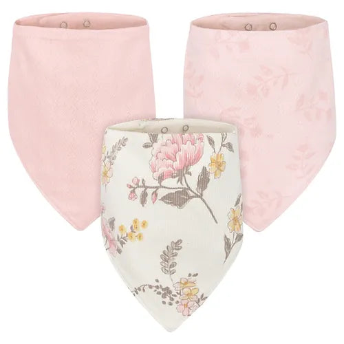 Lot de 3 bavoirs bandanas à motif floral vintage pour bébé fille