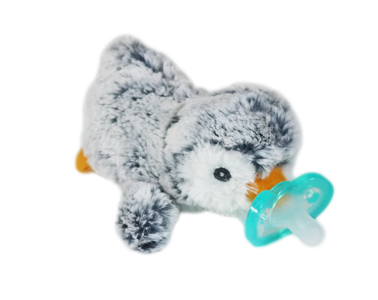 RAZBUDDY - TÉTINE PELUCHE - PINGOUIN GRIS