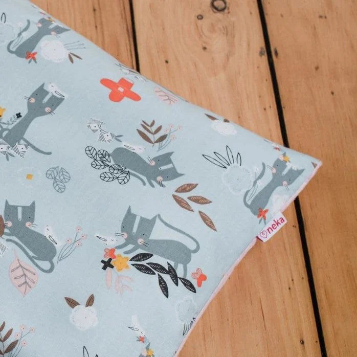 Housse oreiller pour enfant chat et oiseaux