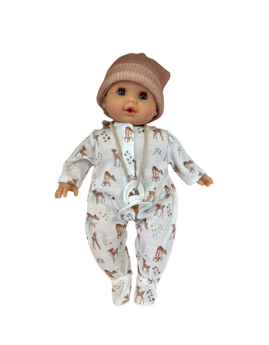 Poupée Alex & Sonia - Poupée avec pyjama faon et tuque
