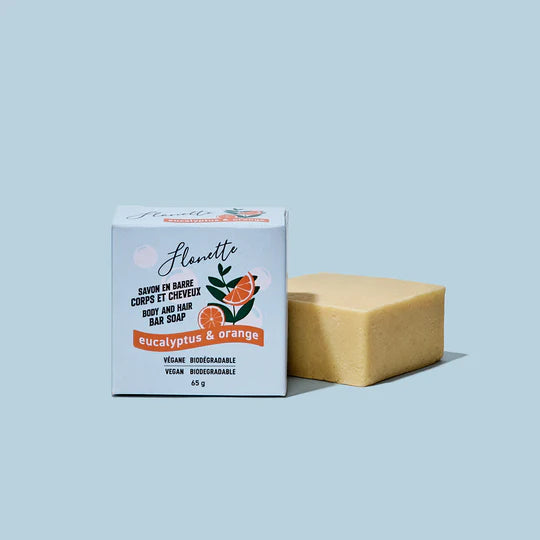 Savon en barre corps et cheveux eucalyptus et orange