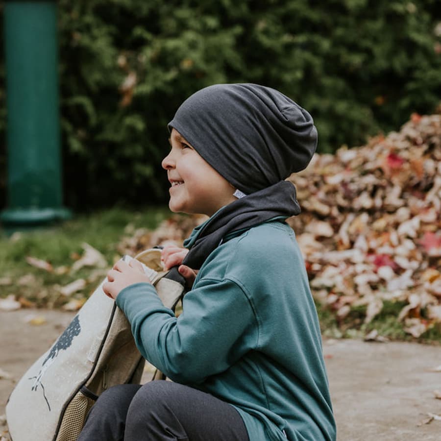 Cache-cou réversible - Noir et ardoise