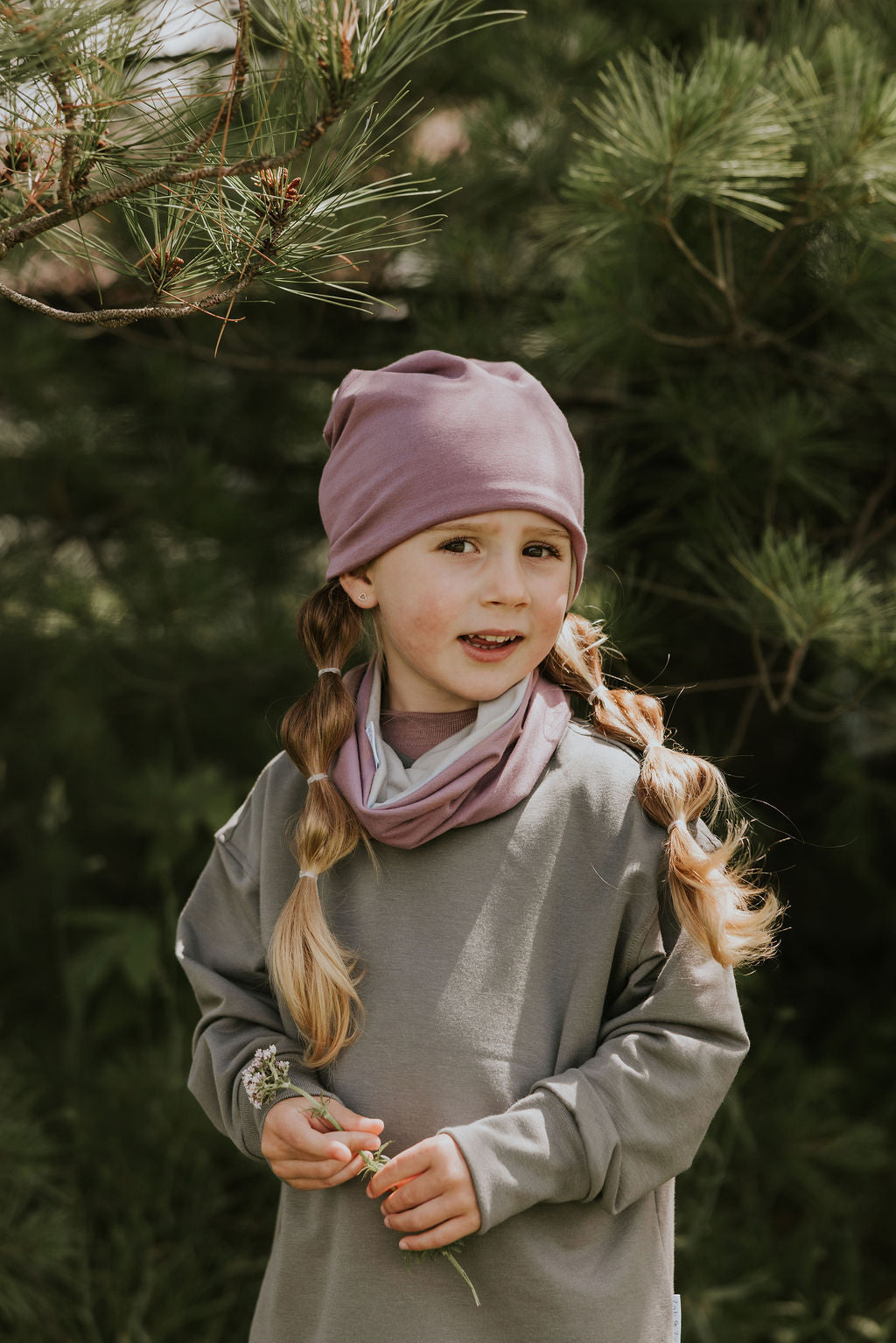 Tuque réversible - Mauve et sauge