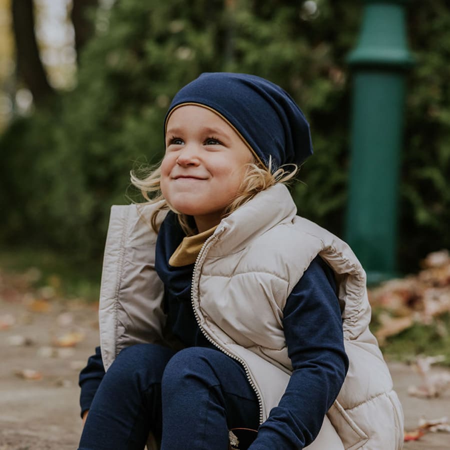 Tuque réversible - Marine et beige