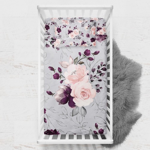 Oops - Couvertures en minky Floral gris et rose
