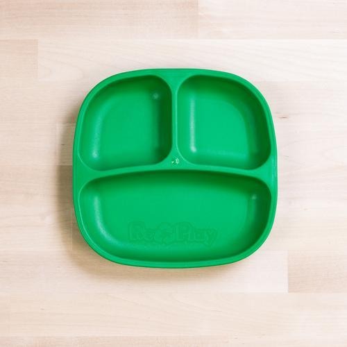 Re-Play - Assiette divisée en plastique recyclé vert kelly